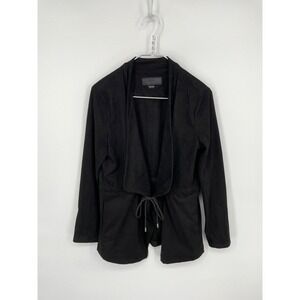 Blank NYC Blazer Womens Small Black Domino Faux Suede Open
